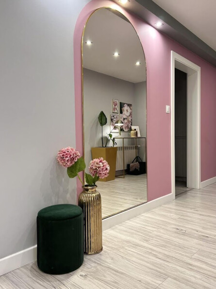 Lustro półowalne w ramie złotej MDF SLIM - DOMI - kolor do wyboru