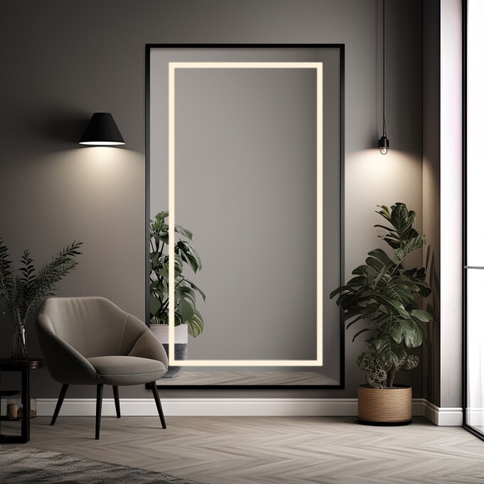 Lustro 1503 w ramie piaskowane z podświetleniem LED I-#0