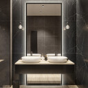 Lustro 1503 W DWÓCH CZĘŚCIACH w ramie (rama dookoła każdej części) z podświetleniem LED-#1