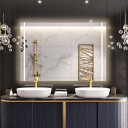 Lustro prostokątne FLAWIA piaskowane z podświetleniem LED-#1