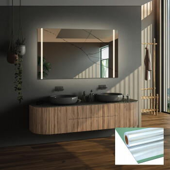 Lustro prostokątne FLAWIA piaskowane z podświetleniem LED 120x60 - poziom + folia zabezpieczająca + ŻYWOTNOŚĆ TAŚMY LED LONG LIFE 70 000 GODZ