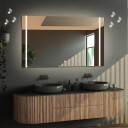 Lustro prostokątne FLAWIA piaskowane z podświetleniem LED  + głośnik bluetooth + włącznik dotykowy (na środku na dole) + ŻYWOTNOŚĆ TAŚMY LED LONG LIFE 70 000 GODZ-#1