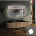 Lustro prostokątne FLAWIA piaskowane z podświetleniem LED  + mata antyparowa z dedykowanym włącznikiem (na środku na dole) + ŻYWOTNOŚĆ TAŚMY LED LONG LIFE 70 000 GODZ-#0