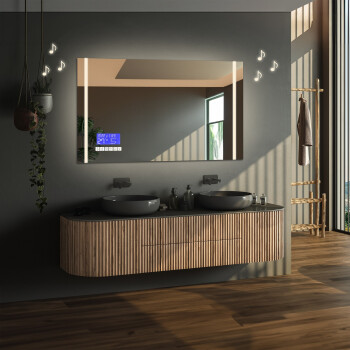 Lustro prostokątne FLAWIA piaskowane z podświetleniem LED 120x60 - poziom + panel dotykowy (wg załącznika) + ŻYWOTNOŚĆ TAŚMY LED LONG LIFE 70 000 GODZ