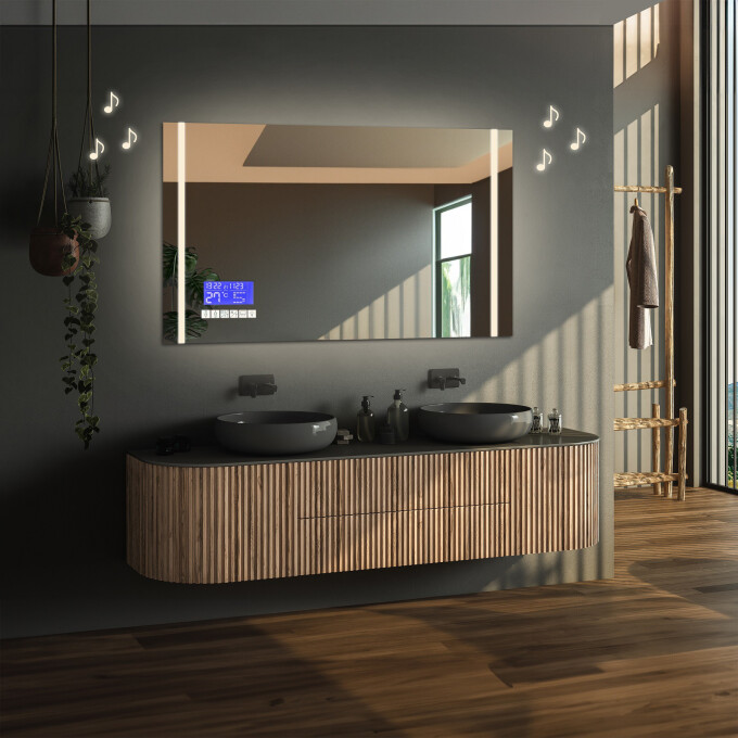 Lustro prostokątne FLAWIA piaskowane z podświetleniem LED  + panel dotykowy (wg załącznika) + ŻYWOTNOŚĆ TAŚMY LED LONG LIFE 70 000 GODZ-#0