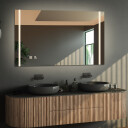 Lustro prostokątne FLAWIA piaskowane z podświetleniem LED  + zegar cyfrowy z czujnikiem temperatury (wg załącznika) + ŻYWOTNOŚĆ TAŚMY LED LONG LIFE 70 000 GODZ-#1