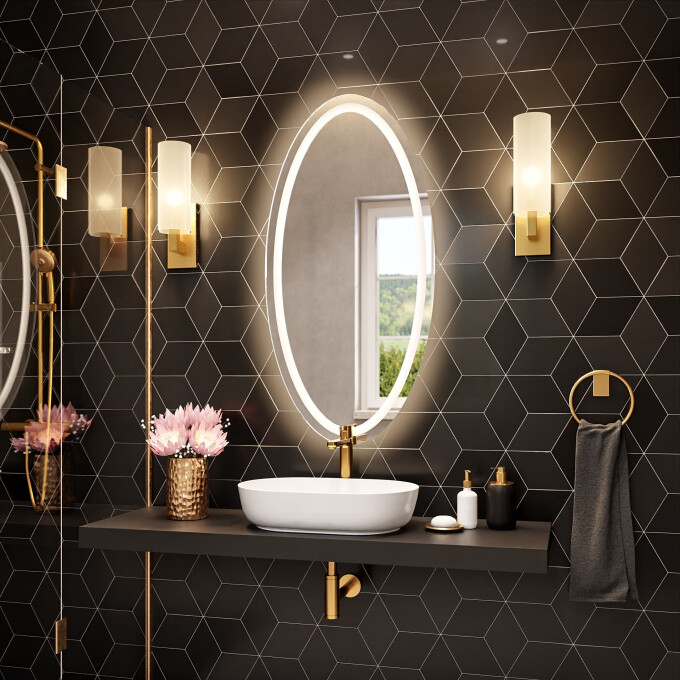 Lustro FRIDA piaskowane z podświetleniem LED I-#0