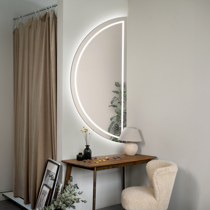 Lustro półokrągłe HELENA piaskowane z podświetleniem LED I-#0