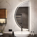 Lustro półokrągłe HELENA piaskowane z podświetleniem LED I-#1