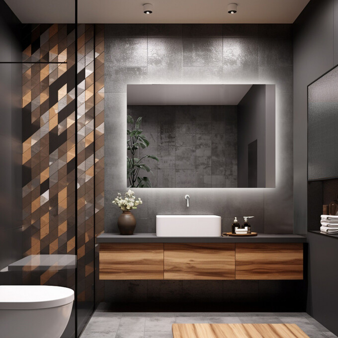 Lustro prostokątne AGIS z podświetleniem LED-#0