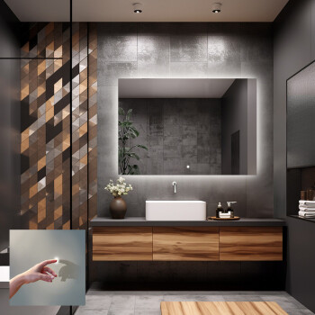 Lustro prostokątne AGIS z podświetleniem LED 120x60 - poziom + włącznik dotykowy (na środku na dole) + ŻYWOTNOŚĆ TAŚMY LED LONG LIFE 70 000 GODZ