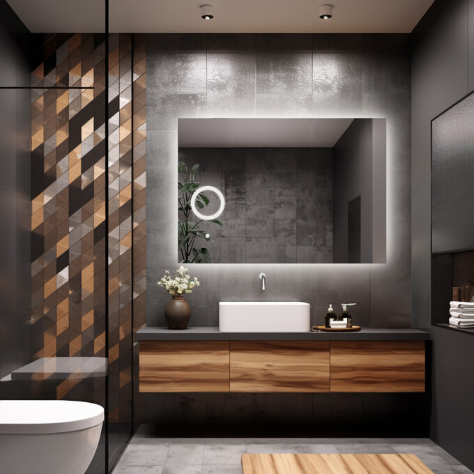 Lustro prostokątne AGIS z podświetleniem LED + lusterko ZOOM LED (fi 15) z dedykowanym włącznikiem (wg załącznika) + ŻYWOTNOŚĆ TAŚMY LED LONG LIFE 70 000 GODZ-#0