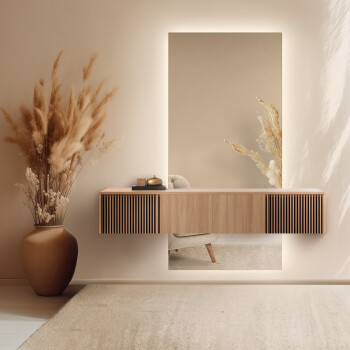 Lustro prostokątne AGIS W DWÓCH CZĘŚCIACH z podświetleniem LED 50x150