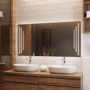 Lustro prostokątne ALIS piaskowane z podświetleniem LED i białą zabudową MDF-#1