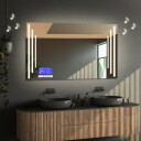 Lustro prostokątne ALIS piaskowane z podświetleniem LED i białą zabudową MDF - poziom + panel dotykowy (lewy dolny róg) + ŻYWOTNOŚĆ TAŚMY LED LONG LIFE 70 000 GODZ-#1