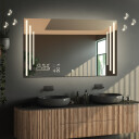 Lustro prostokątne ALIS piaskowane z podświetleniem LED i białą zabudową MDF - poziom + głośnik bluetooth + włącznik dotykowy (na środku na dole) + stacja pogodowa (lewy dolny róg) + ŻYWOTNOŚĆ TAŚMY LED LONG LIFE 70 000 GODZ-#1