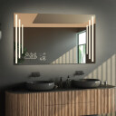 Lustro prostokątne ALIS piaskowane z podświetleniem LED i białą zabudową MDF + stacja pogody (lewy dolny róg) + ŻYWOTNOŚĆ TAŚMY LED LONG LIFE 70 000 GODZ-#1