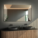 Lustro prostokątne ALIS piaskowane z podświetleniem LED i białą zabudową MDF - poziom - włącznik dotykowy na środku na dole + ŻYWOTNOŚĆ TAŚMY LED LONG LIFE 70 000 GODZ-#1