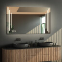 Lustro prostokątne ALIS piaskowane z podświetleniem LED i białą zabudową MDF - poziom + zegar cyfrowy z czujnikiem temperatury (lewy dolny róg) + ŻYWOTNOŚĆ TAŚMY LED LONG LIFE 70 000 GODZ-#1