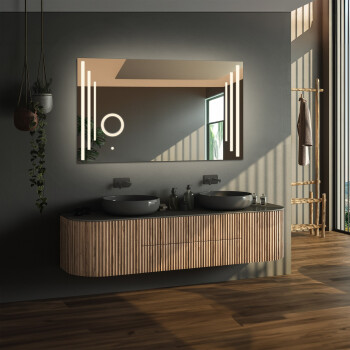 Lustro prostokątne ALIS piaskowane z podświetleniem LED i białą zabudową MDF 120x60
 - poziom
 + lusterko ZOOM LED (fi 15) z dedykowanym włącznikiem (wg załącznika)
 + ŻYWOTNOŚĆ TAŚMY LED LONG LIFE 70 000 GODZ