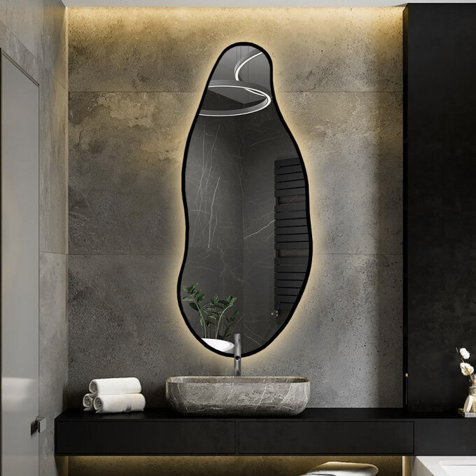 Lustro organiczne BARYT w ramie MDF z podświetleniem LED-#0