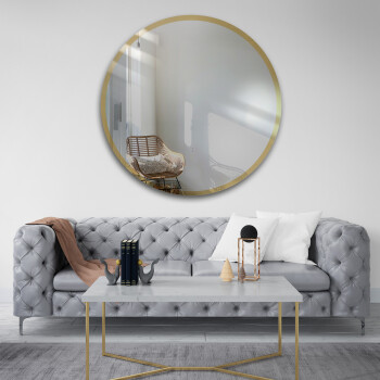 Lustro okrągłe BELLA srebrne z białym lacobelem fi 70