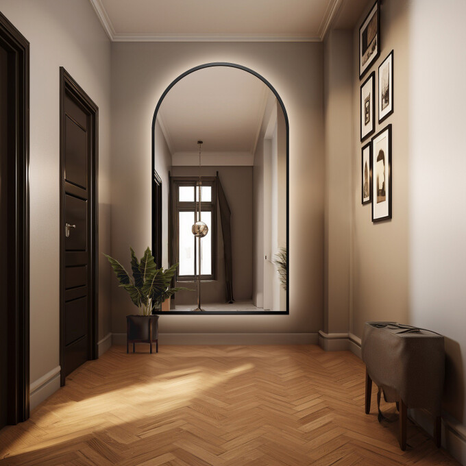 Lustro półowalne BERDO w ramie MDF z podświetleniem LED-#0