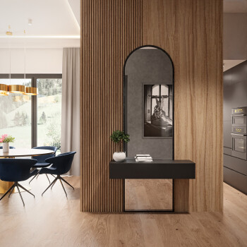 Lustro półowalne BERDO W DWÓCH CZĘŚCIACH czarne w ramie MDF 50x120