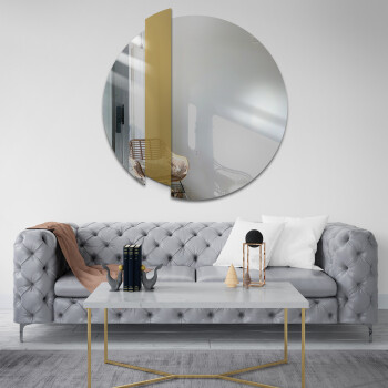 Lustro dekoracyjne BONA srebrne z brązowym paskiem fi 60