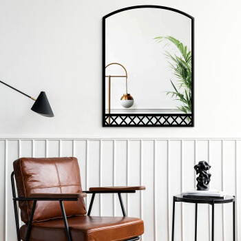 Lustro półowalne ze szprosami BRUNO białe w ramie MDF 70x170