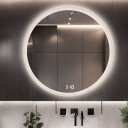 Lustro CAPELLA piaskowane z podświetleniem LED + zegar cyfrowy z czujnikiem temperatury (na środku na dole) + ŻYWOTNOŚĆ TAŚMY LED LONG LIFE 70 000 GODZ-#1