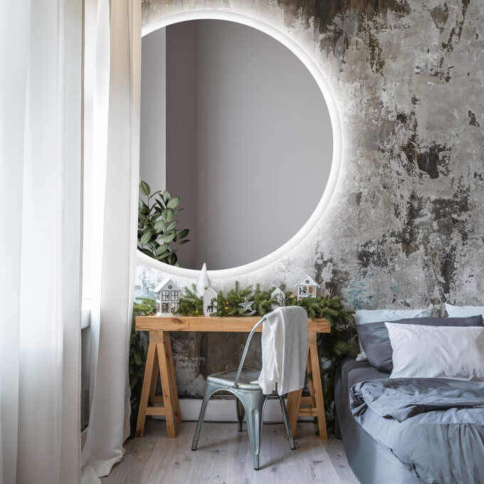 Lustro CAPELLA ŚCIĘTY BOK piaskowane z podświetleniem LED-#0