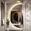 Lustro CAPELLA ŚCIĘTY BOK piaskowane z podświetleniem LED-#1