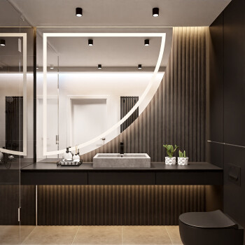 Lustro ĆWIARTKA piaskowane z podświetleniem LED II 120x120