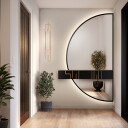 Lustro półokrągłe DOPPIO W DWÓCH CZĘŚCIACH w ramie MDF z podświetleniem LED-#1