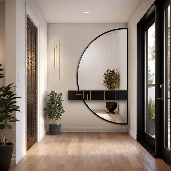 Lustro półokrągłe DOPPIO W DWÓCH CZĘŚCIACH w ramie MDF-#0