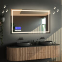 Lustro prostokątne EMI piaskowane z podświetleniem LED  + panel dotykowy z głośnikiem i bluetooth (lewy dolny róg) + ŻYWOTNOŚĆ TAŚMY LED LONG LIFE 70 000 GODZ-#1