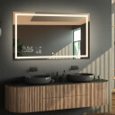 Lustro prostokątne EMI piaskowane z podświetleniem LED  + stacja pogody (lewy dolny róg) + włącznik dotykowy (na środku na dole) + ŻYWOTNOŚĆ TAŚMY LED LONG LIFE 70 000 GODZ-#1