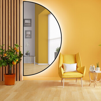 Lustro półokrągłe HILDA białe w ramie MDF SLIM z podświetleniem LED 45x90