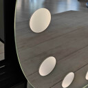 Lustro okrągłe kosmetyczne HOLLYWOOD piaskowane z podświetleniem LED i białą zabudową MDF-#3