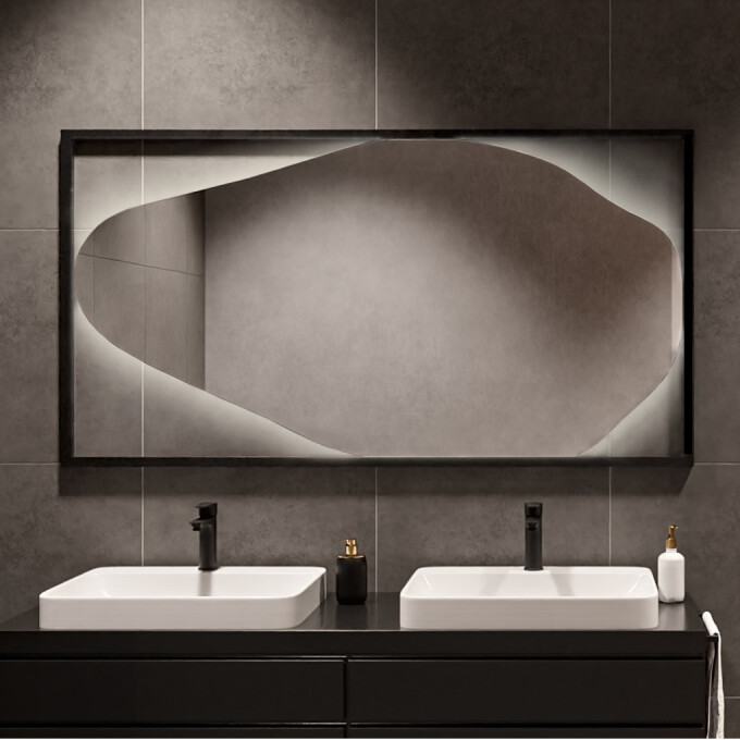 Lustro organiczne HUBERTUS w ramie MDF z podświetleniem LED-#0