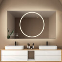 Lustro prostokątne HUGO piaskowane z podświetleniem LED i białą zabudową MDF + stacja pogody (lewy dolny róg) + ŻYWOTNOŚĆ TAŚMY LED LONG LIFE 70 000 GODZ-#1