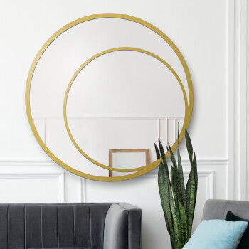 Lustro okrągłe JASMIN złote jasne w ramie MDF fi 80