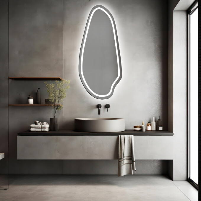 Lustro organiczne JASPIS piaskowane z podświetleniem LED II-#0