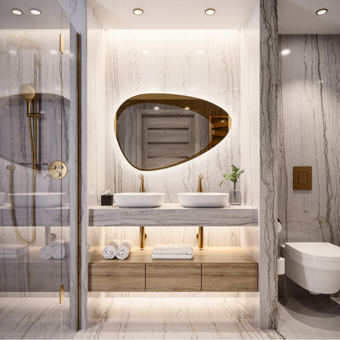 Lustro organiczne KALCYT z podświetleniem LED-#0