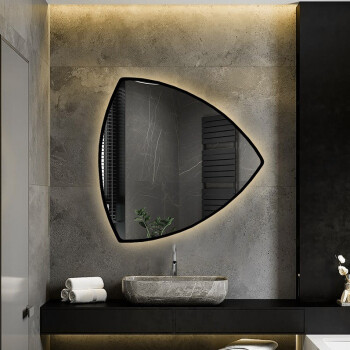 Lustro trójkątne KARO srebrne w ramie MDF z podświetleniem LED 60x60