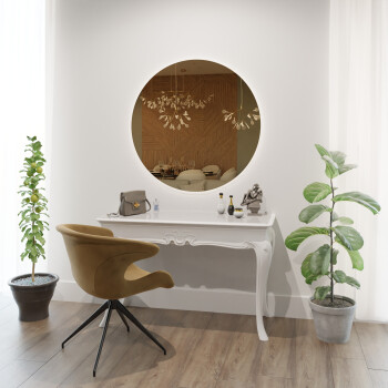 Lustro okrągłe KLEO brązowe fi 50