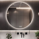 Lustro okrągłe KOŁO z podświetleniem LED + zegar cyfrowy z czujnikiem temperatury (na środku na dole) + ŻYWOTNOŚĆ TAŚMY LED LONG LIFE 70 000 GODZ-#1