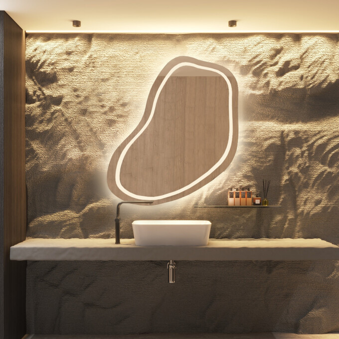 Lustro organiczne KWARC piaskowane z podświetleniem LED II-#0