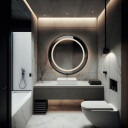 Lustro okrągłe LAURA w ramie MDF piaskowane z podświetleniem LED-#1